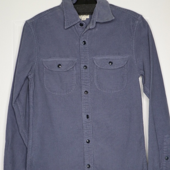 Slim Fit Corduroy Button Up Long Sleeve Shirt Denim Blue - J. Crew Size XS - Picture 1 of 7